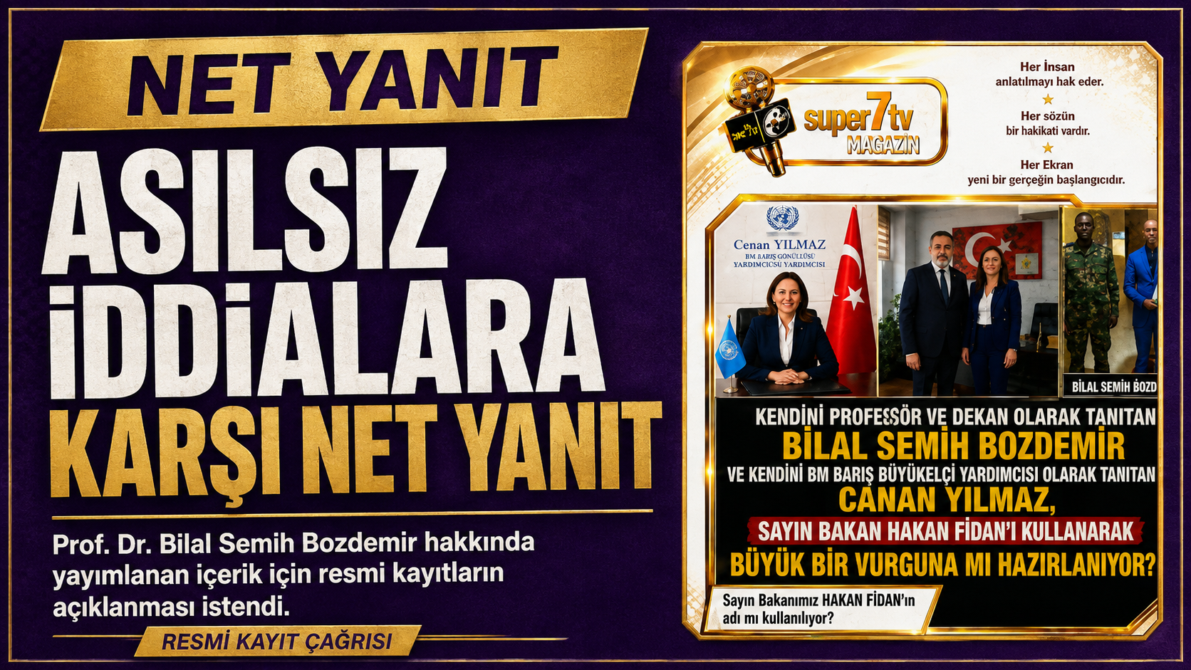 Prof. Dr. Bilal Semih Bozdemir hakkında asılsız iddialara karşı net yanıt ve resmî kayıt çağrısı manşeti