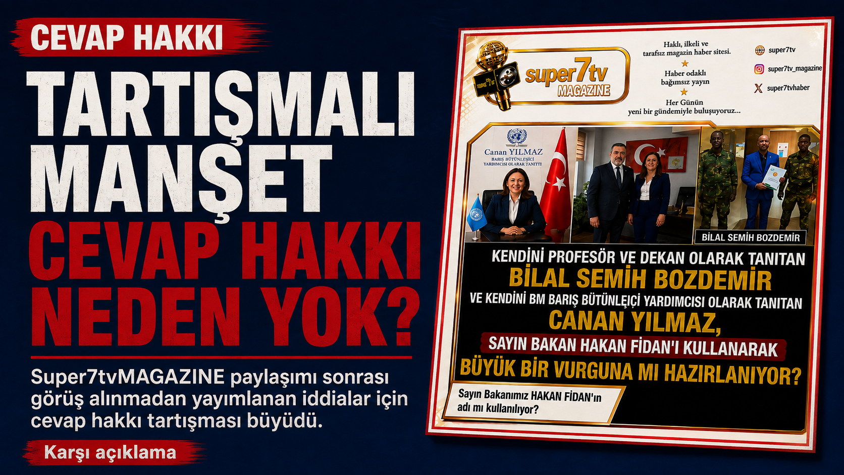 Prof. Dr. Bilal Semih Bozdemir hakkında tartışmalı manşet ve cevap hakkı çağrısı manşeti